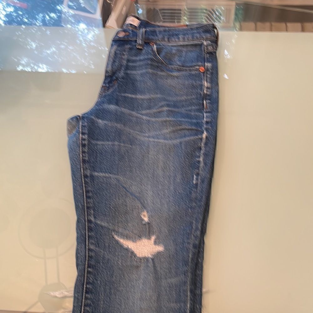 Madewell jeans 27 the slim boyjean blue distressed including crutch area - Picture 13 of 14